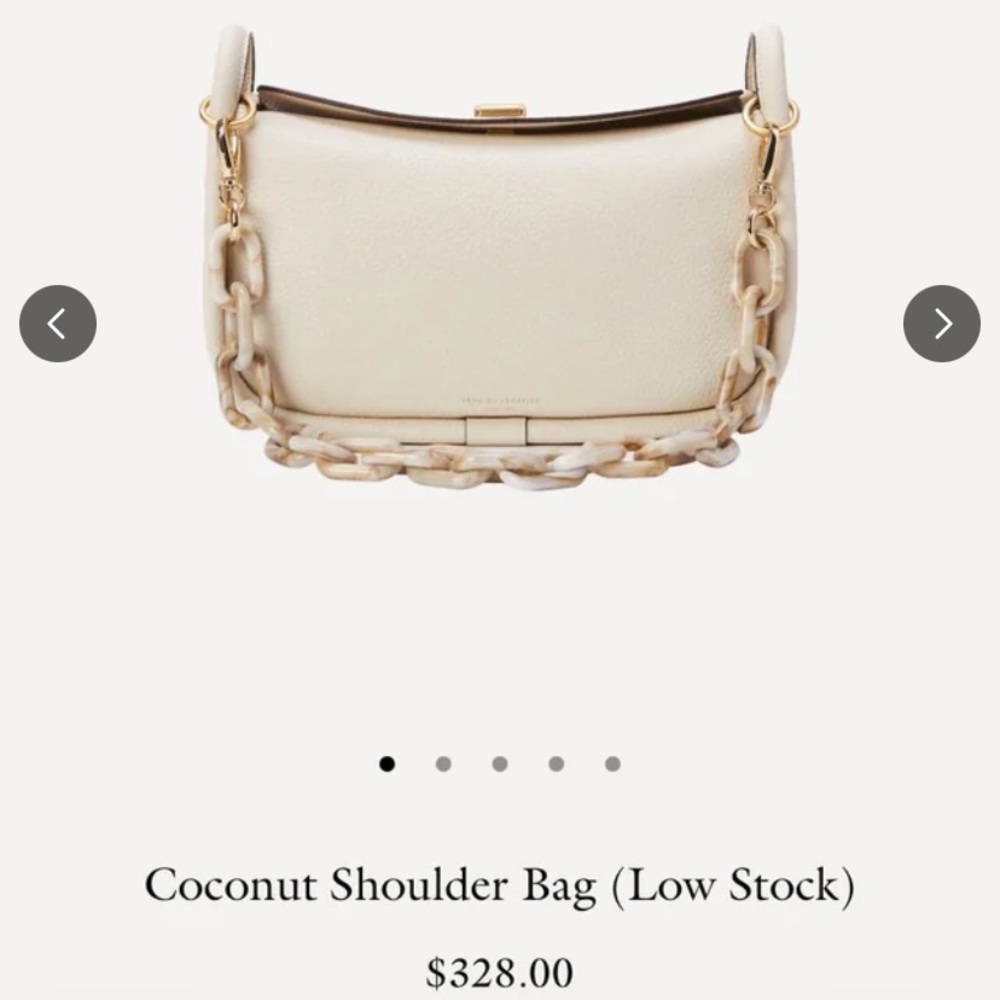 Verafied NY White/Ivory Leather Shoulder Bag with Chain Strap